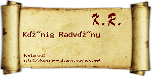Kőnig Radvány névjegykártya